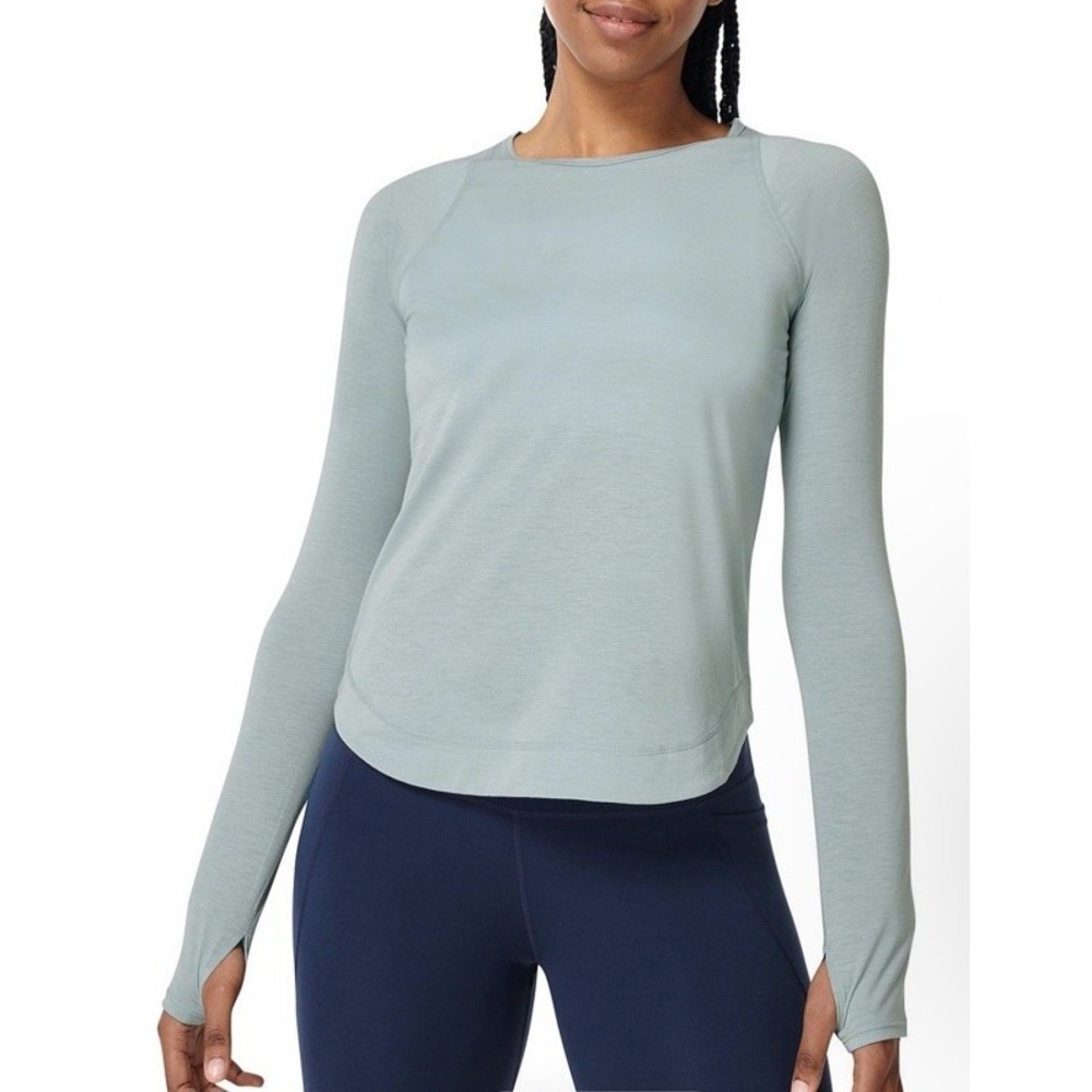 Sweaty Betty Womens Breathe Easy Mesh Long Sleeve Tee Vapour Blue Size Small